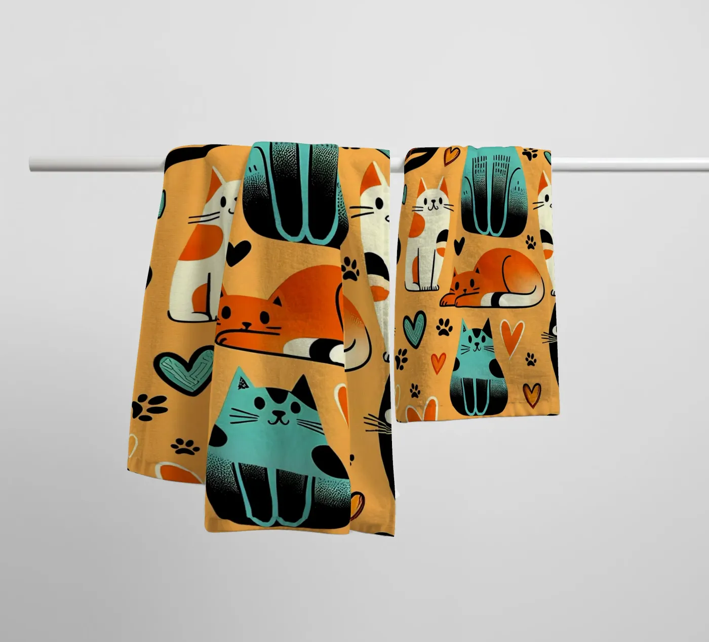 Cat Doodle Pattern towel by Happy Littles