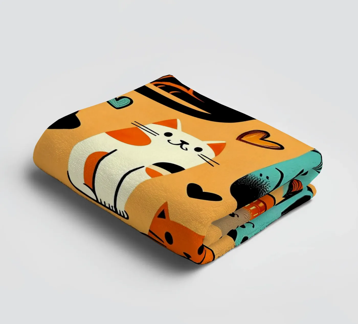 Cat Doodle Pattern towel by Happy Littles