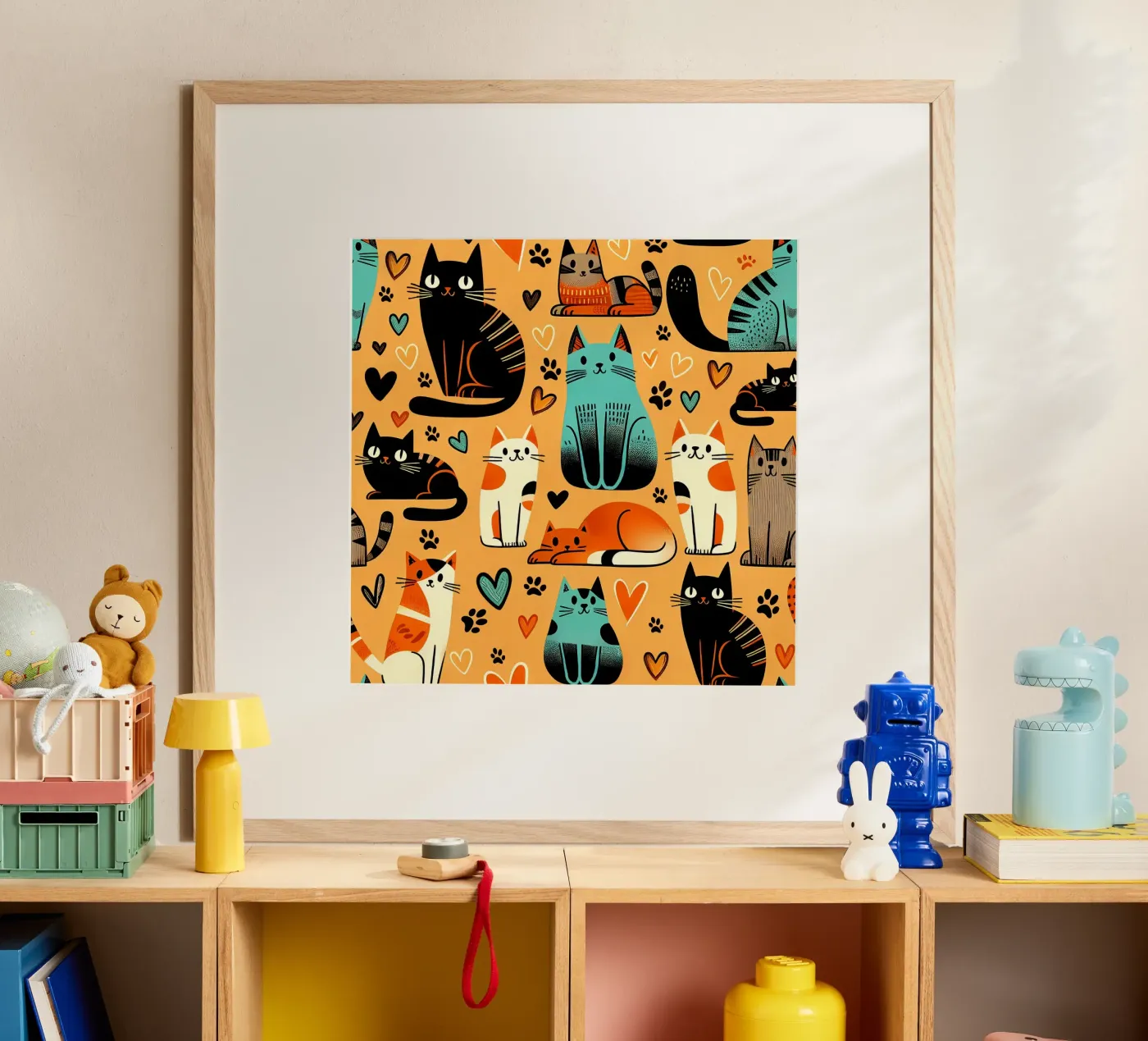 Cat Doodle Pattern poster by Happy Littles