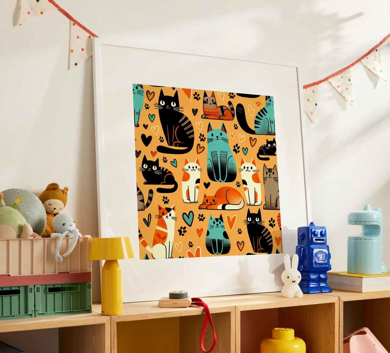 Cat Doodle Pattern poster by Happy Littles