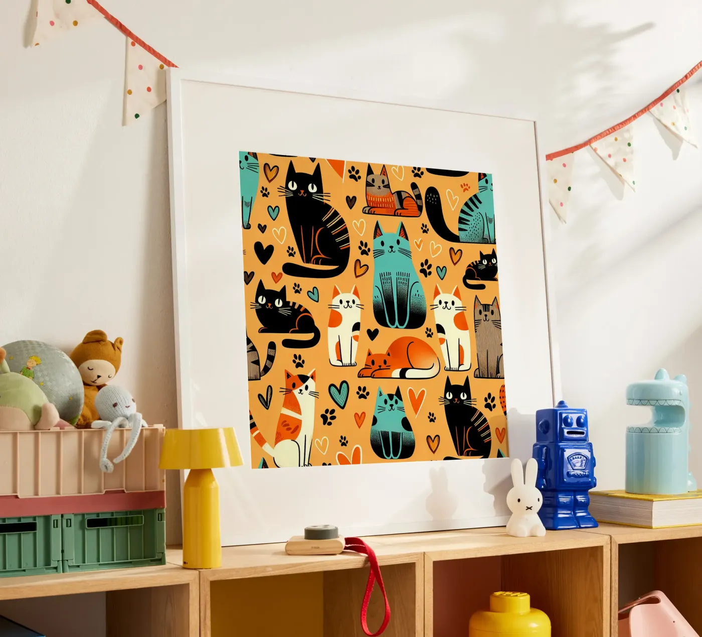 Cat Doodle Pattern poster by Happy Littles
