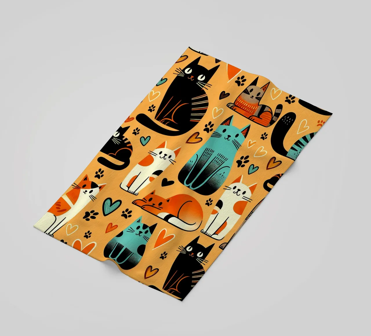 Cat Doodle Pattern strandhanddoek van Happy Littles