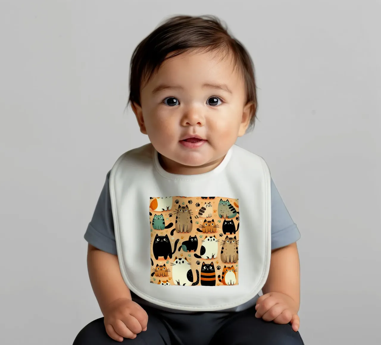 Schema di scarabocchio di gatto bavaglino da Happy Littles