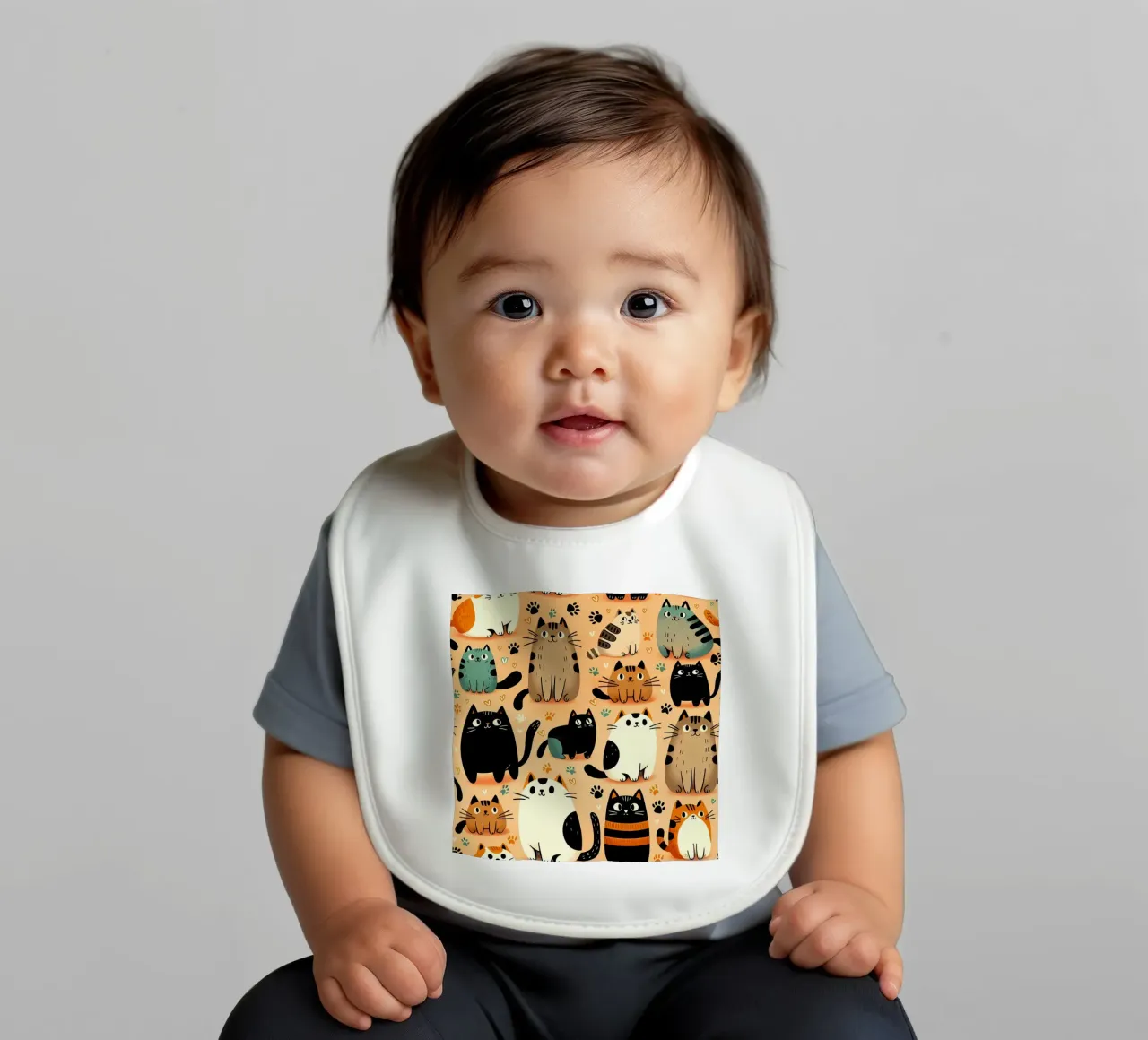 Schema di scarabocchio di gatto bavaglino da Happy Littles