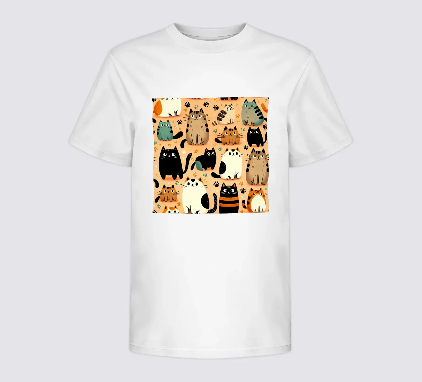 Schema di scarabocchio di gatto t-shirt bambini da Happy Littles