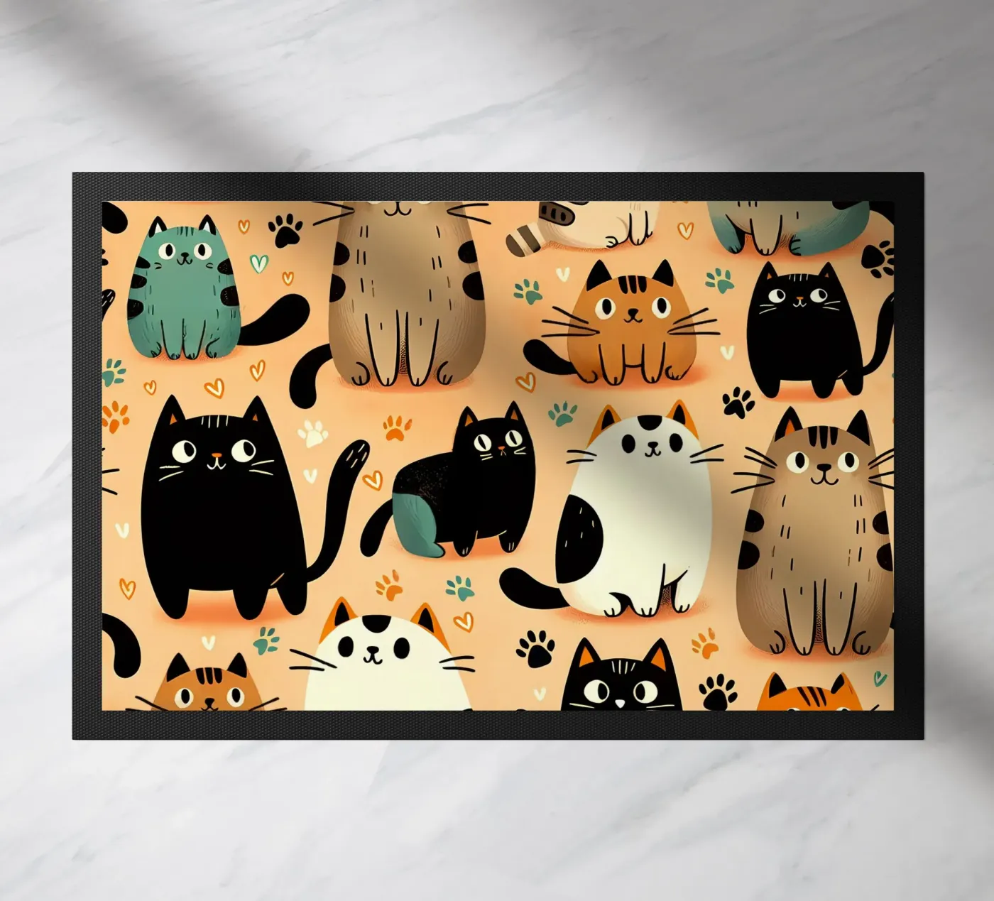 Cat Doodle Pattern doormat by Happy Littles