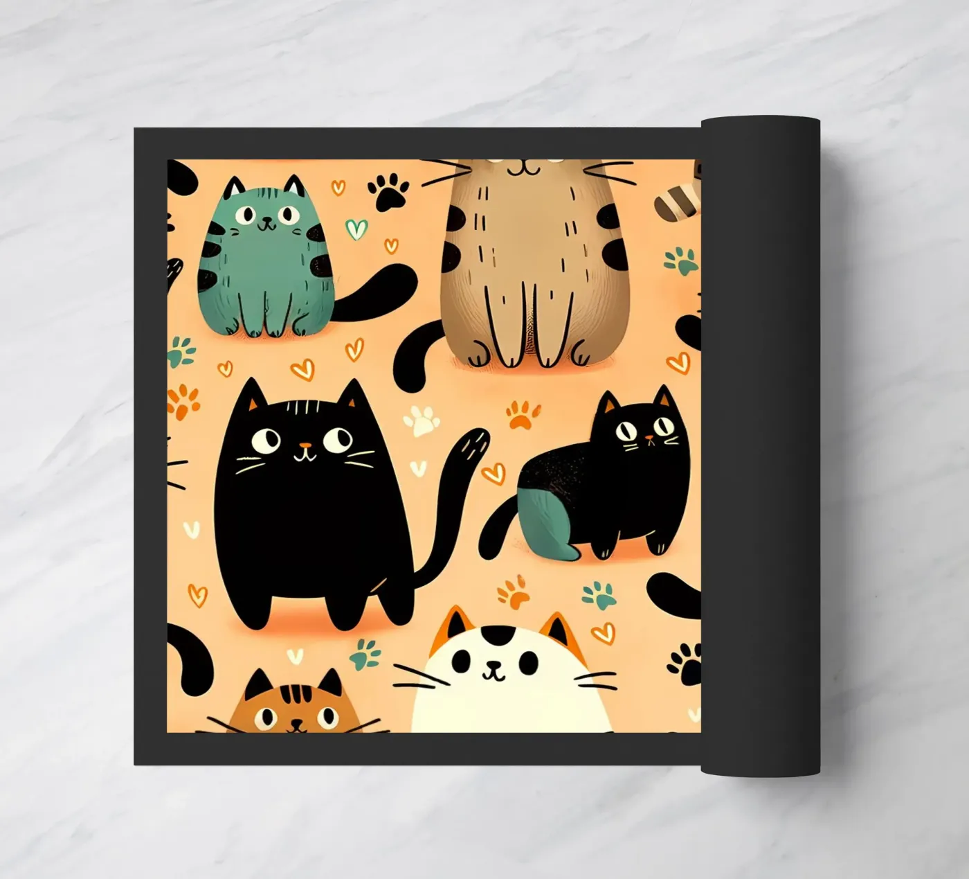 Cat Doodle Pattern doormat by Happy Littles