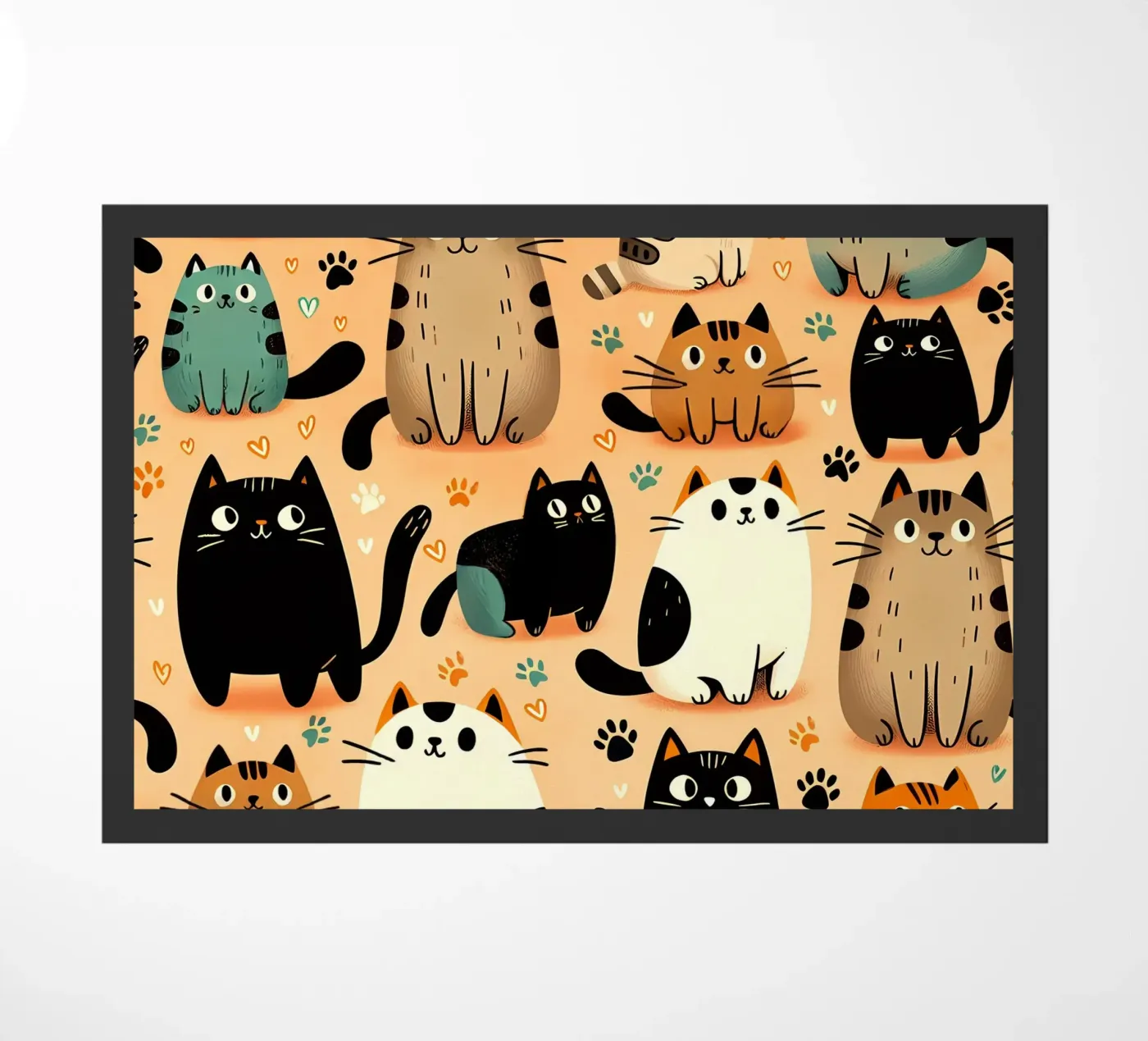 Cat Doodle Pattern doormat by Happy Littles