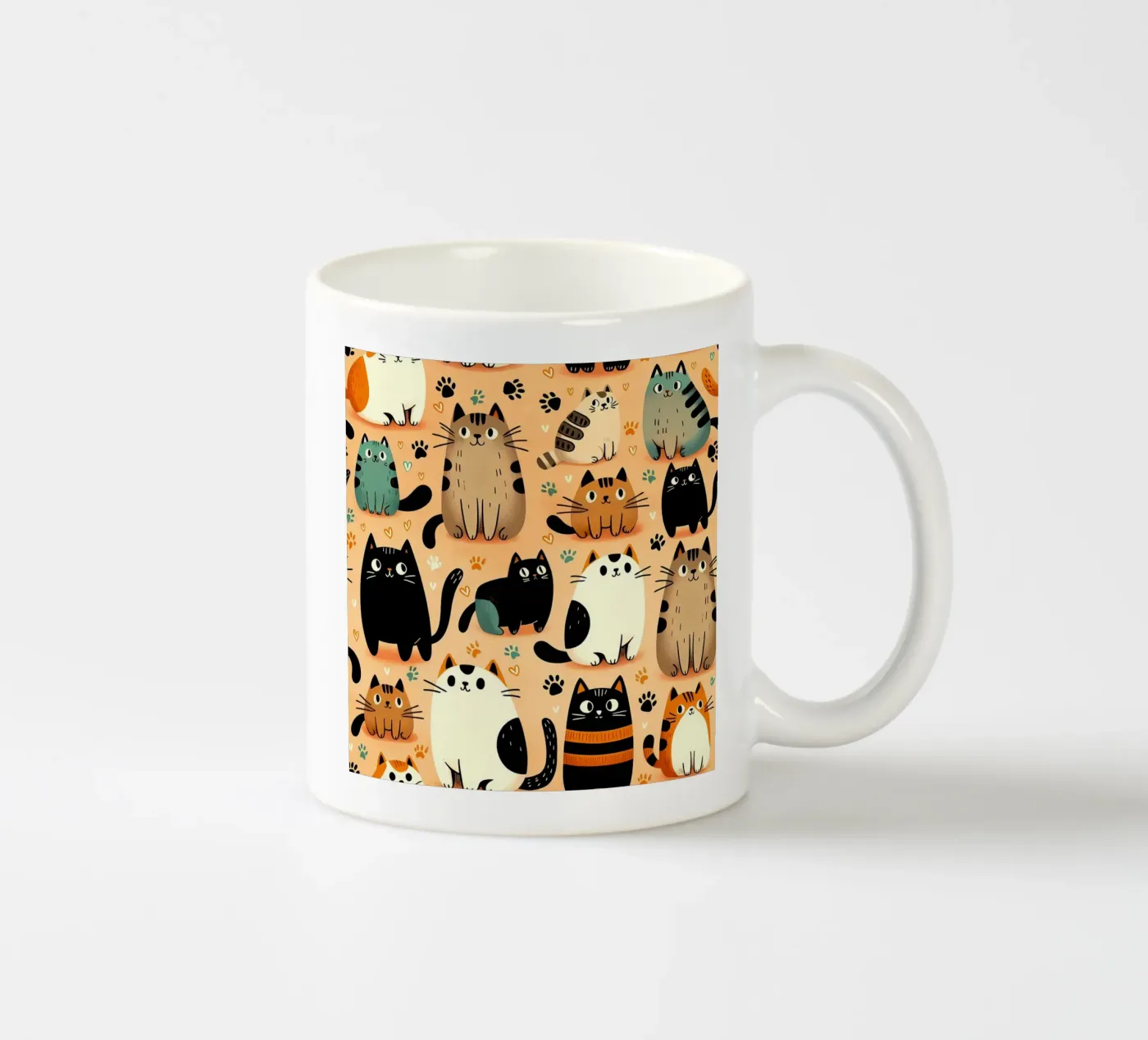 Cat Doodle Pattern ceramic mug by Happy Littles