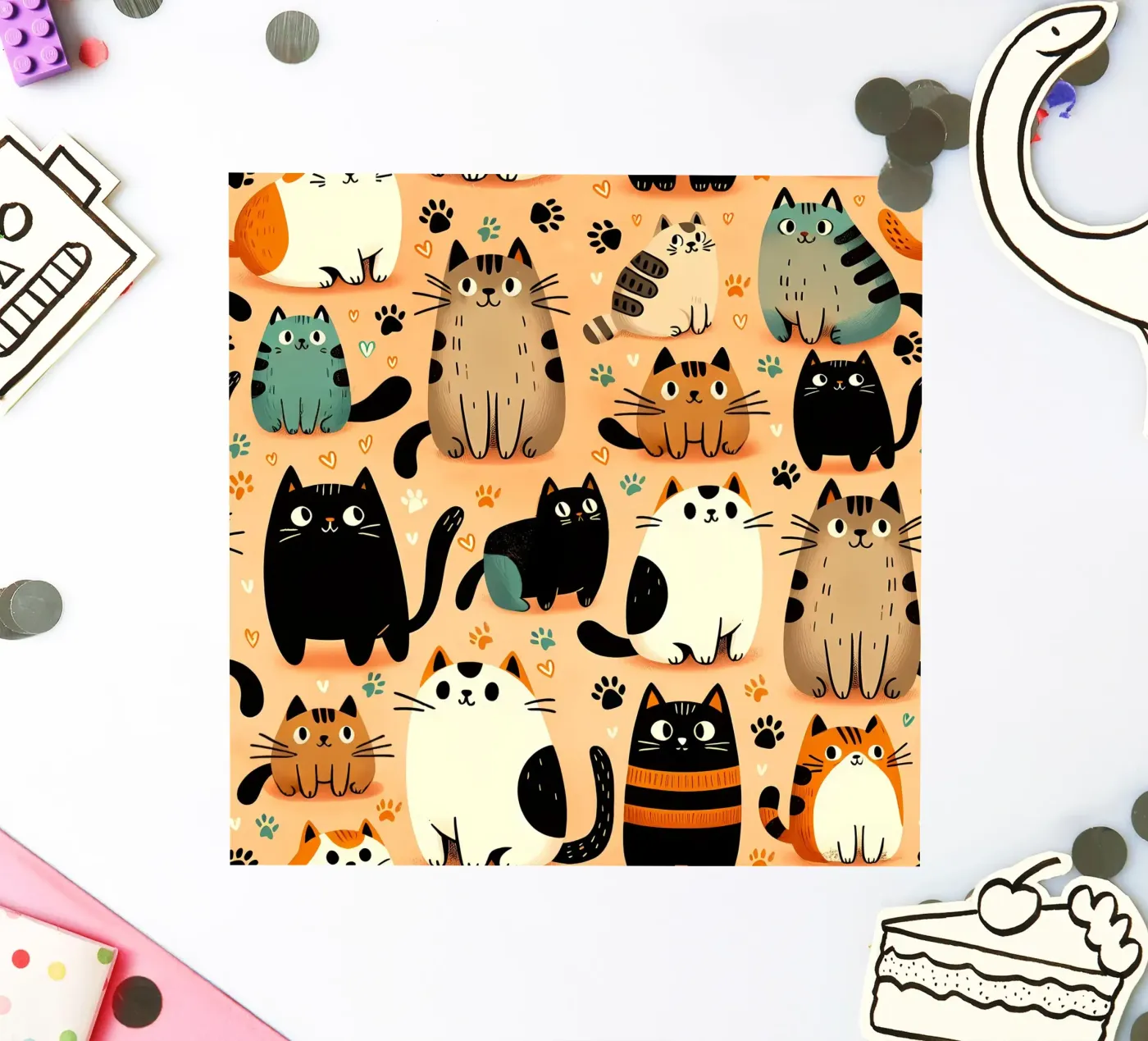 Cat Doodle Pattern sticker van Happy Littles