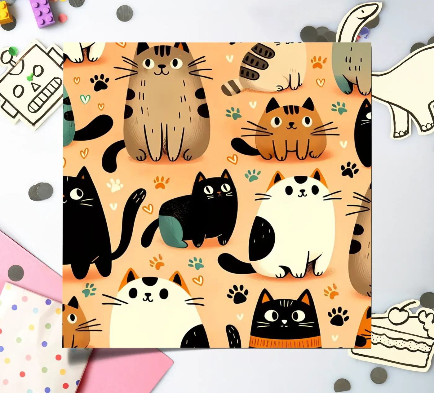 Cat Doodle Pattern sticker sheet by Happy Littles