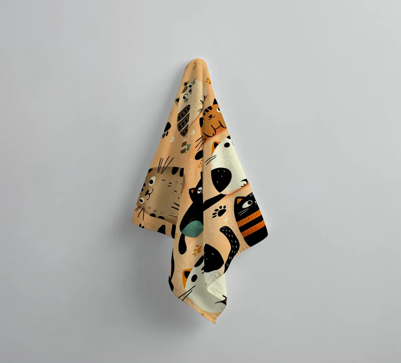 Cat Doodle Pattern badhanddoek van Happy Littles