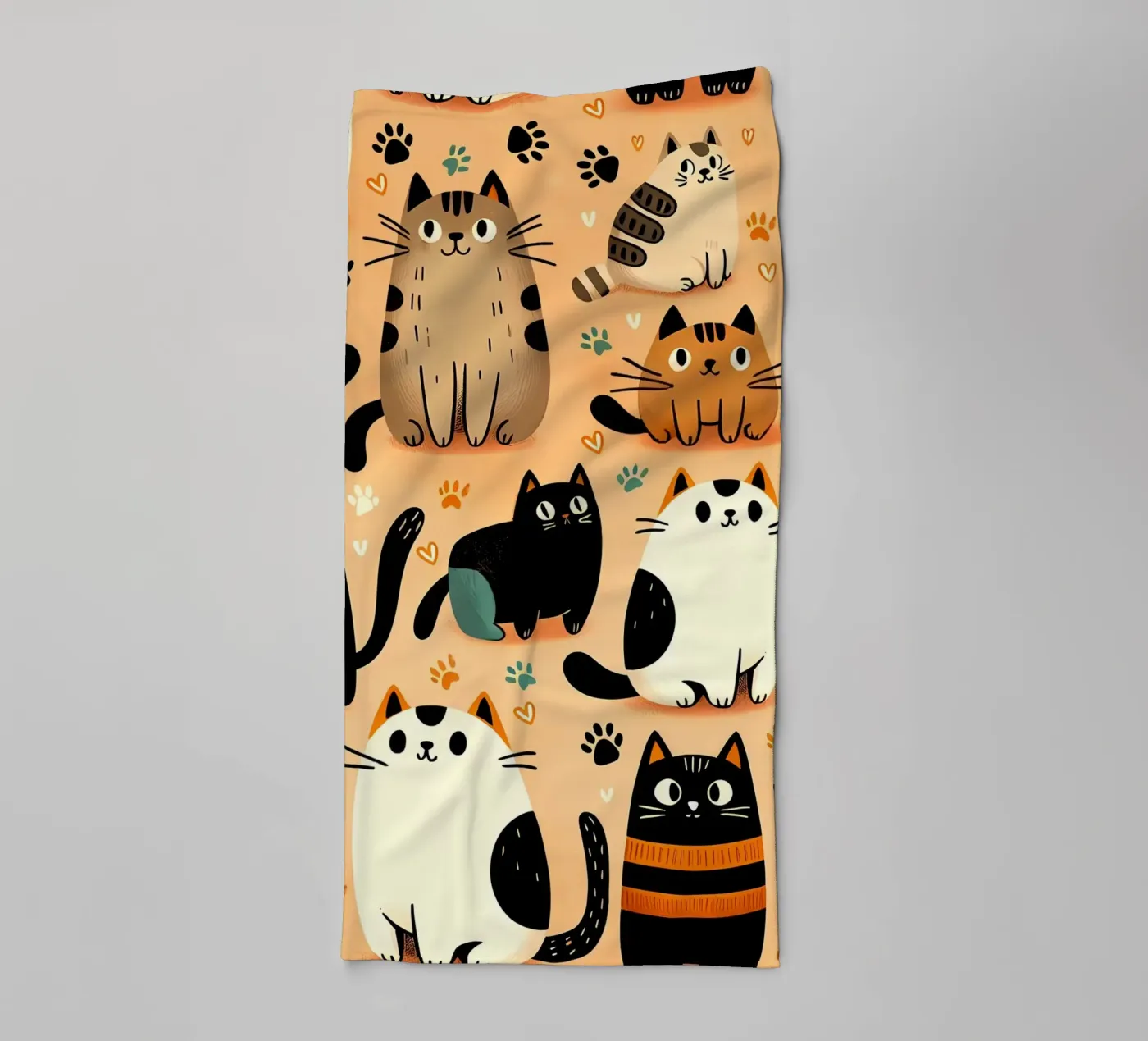 Cat Doodle Pattern badhanddoek van Happy Littles