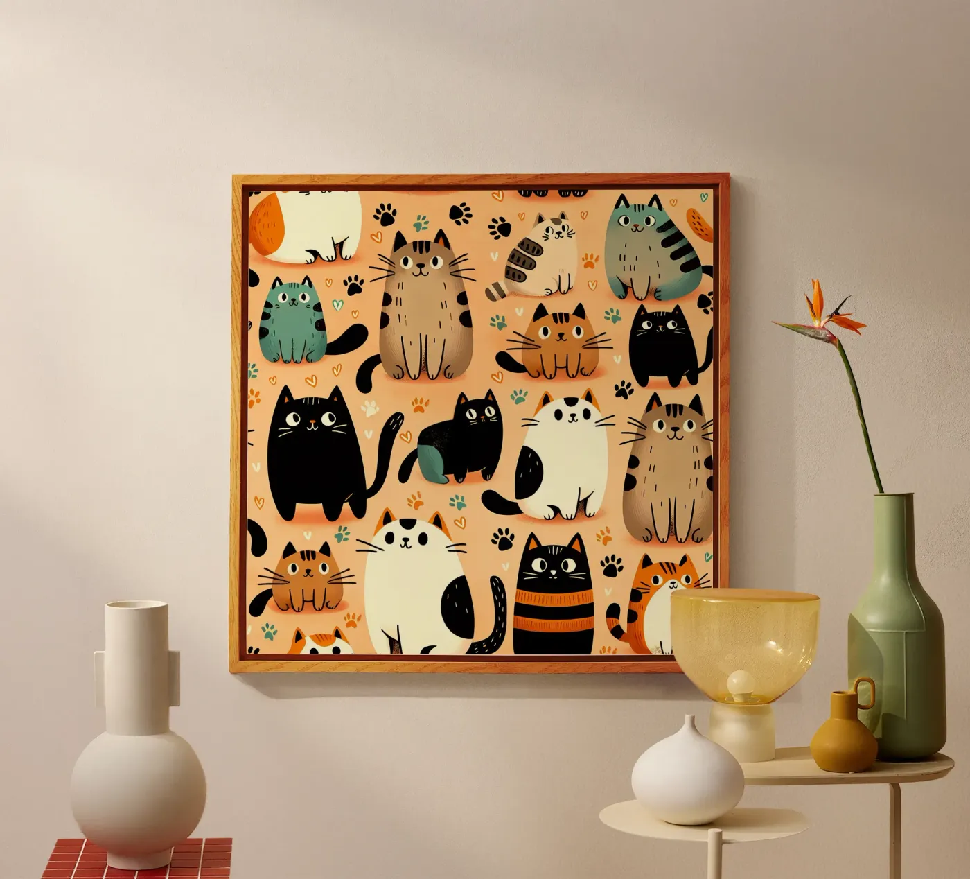 Cat Doodle Pattern Acryl-Glas von Happy Littles