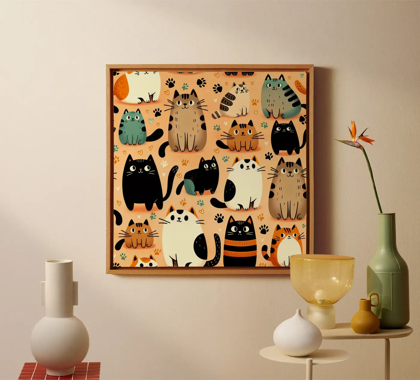 Cat Doodle Pattern canvas by Happy Littles