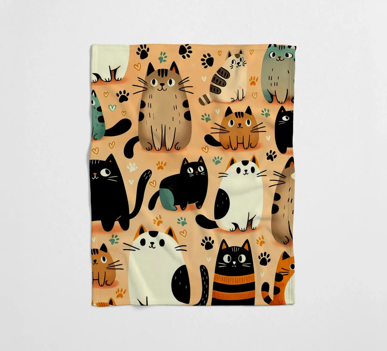 Cat Doodle Pattern fleecedeken van Happy Littles