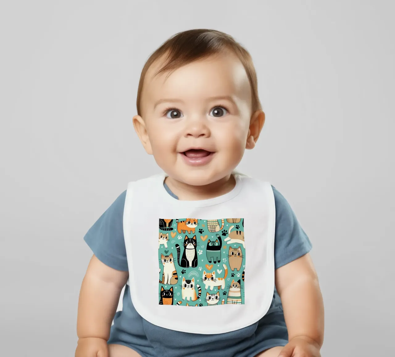 Cat Doodle Pattern baby bib by Happy Littles