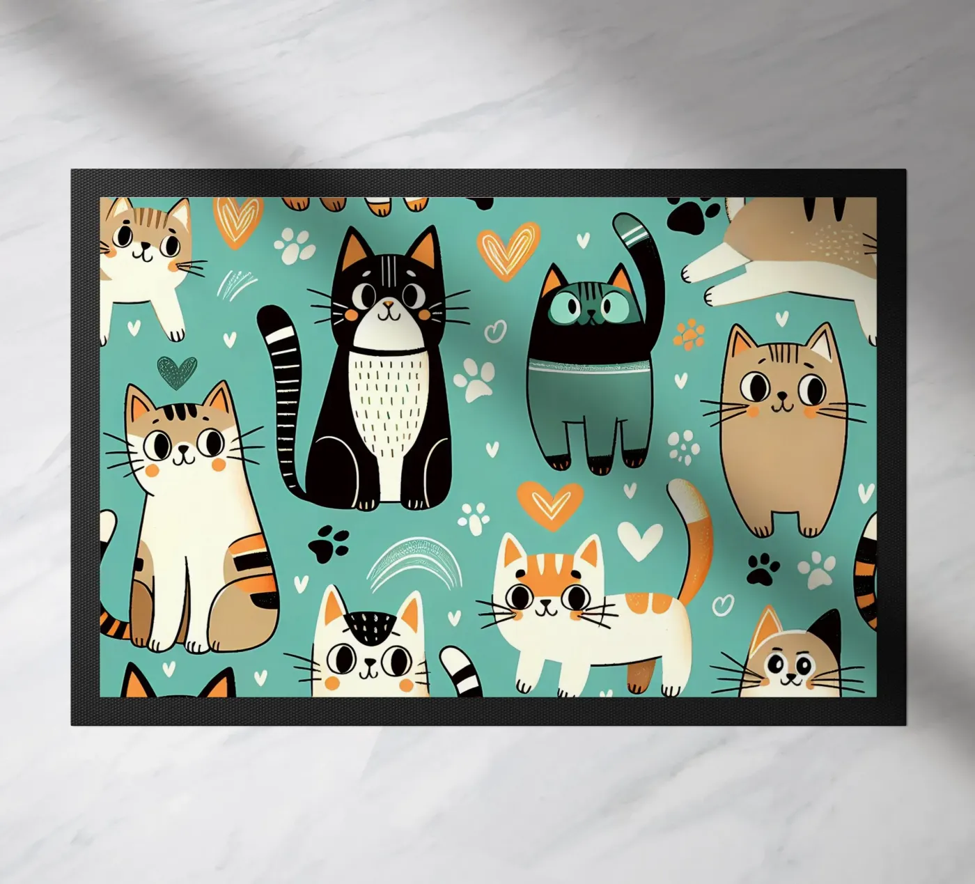 Cat Doodle Pattern doormat by Happy Littles