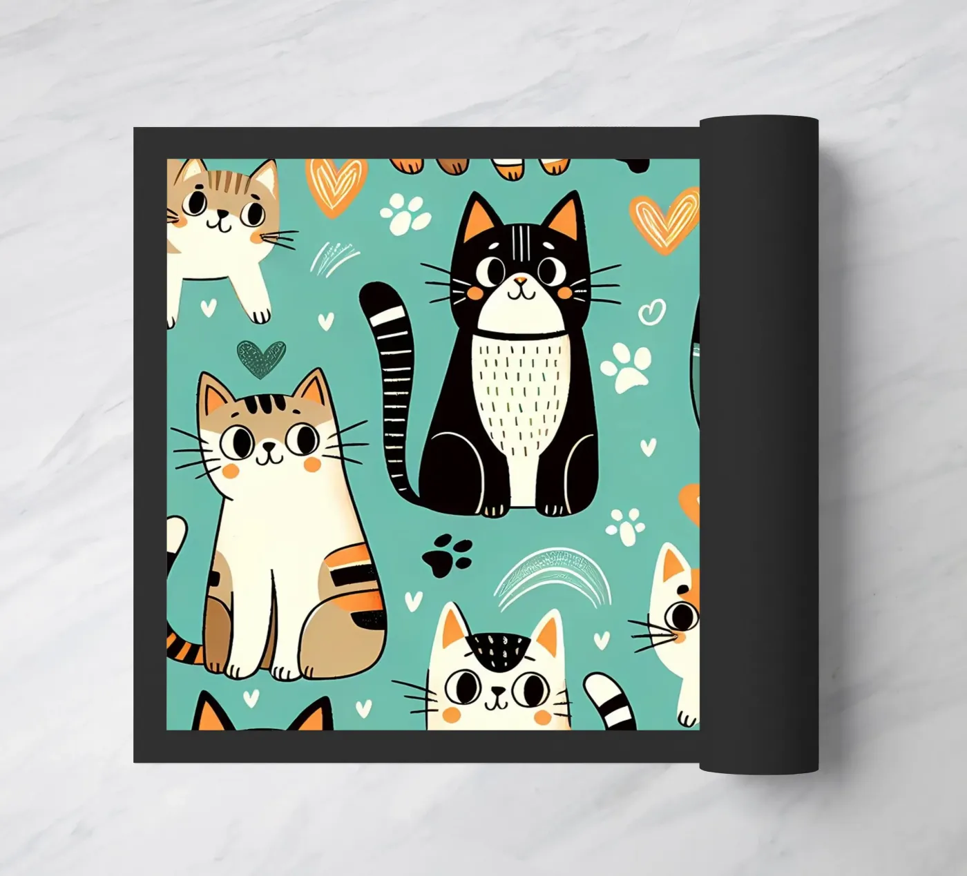 Cat Doodle Pattern doormat by Happy Littles