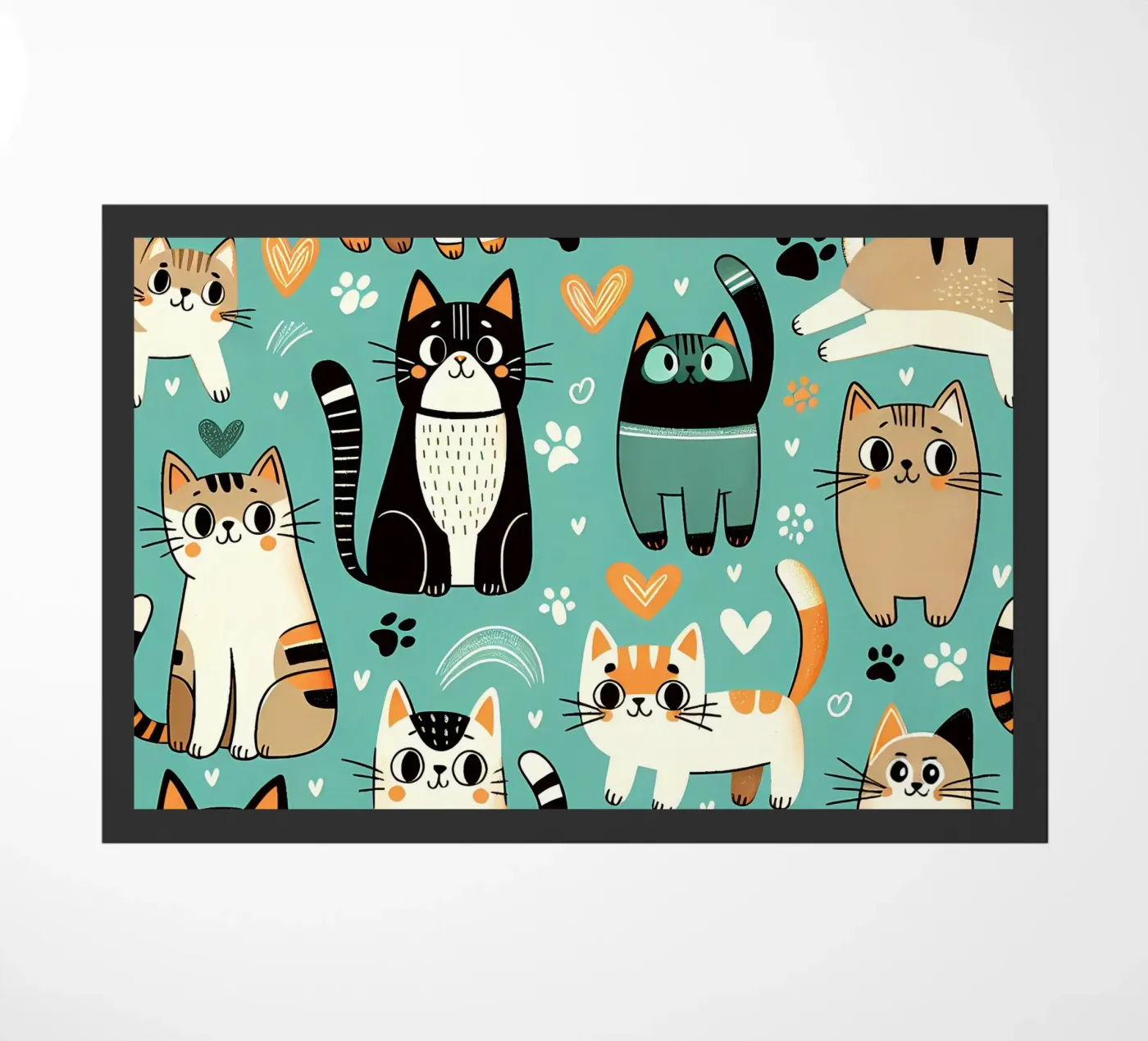 Cat Doodle Pattern doormat by Happy Littles