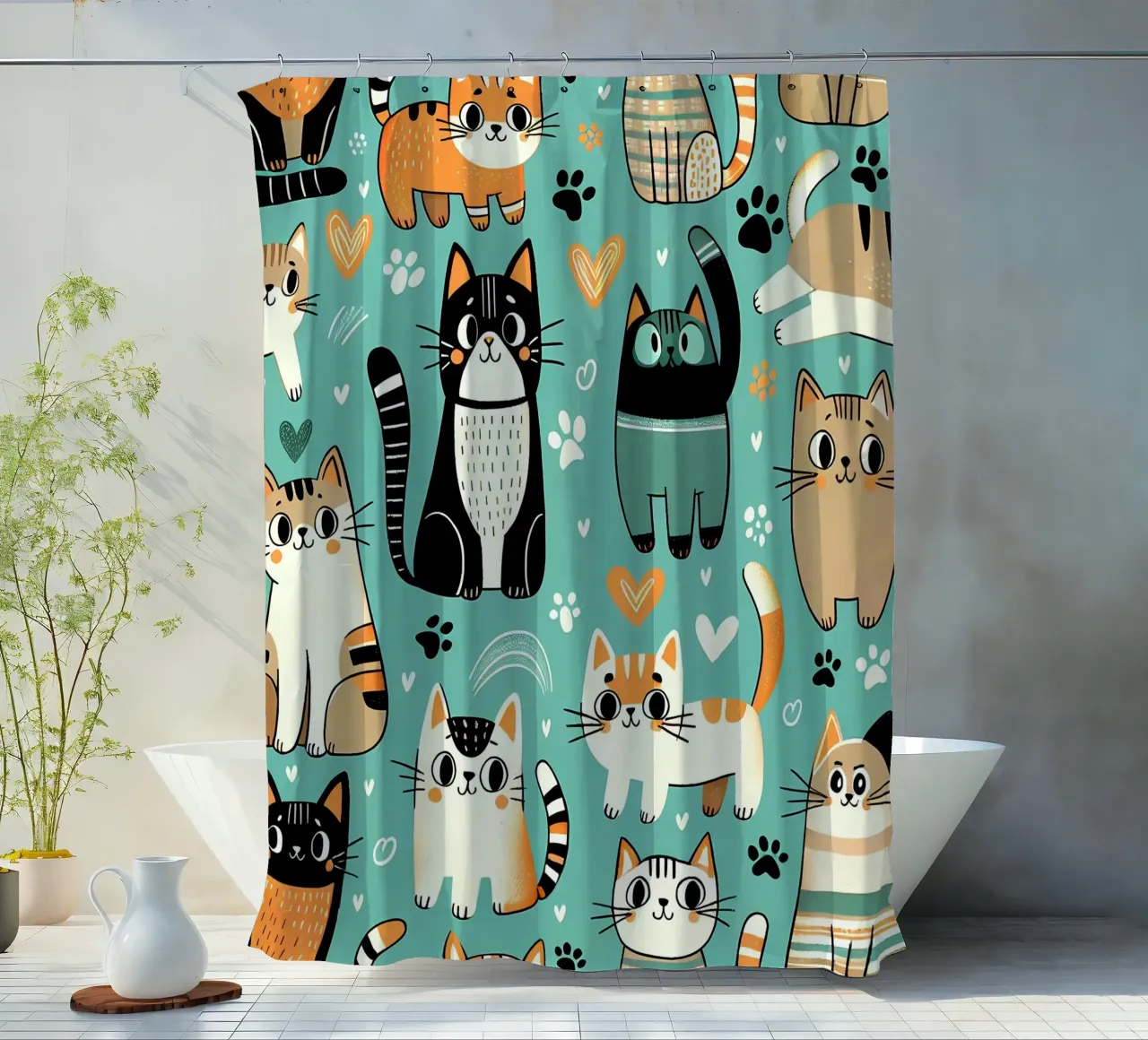 Cat Doodle Pattern douchegordijn van Happy Littles