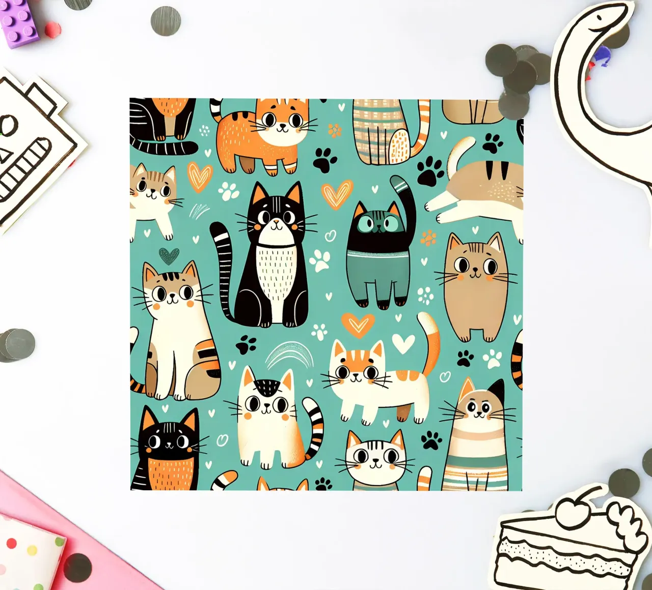 Cat Doodle Pattern sticker by Happy Littles