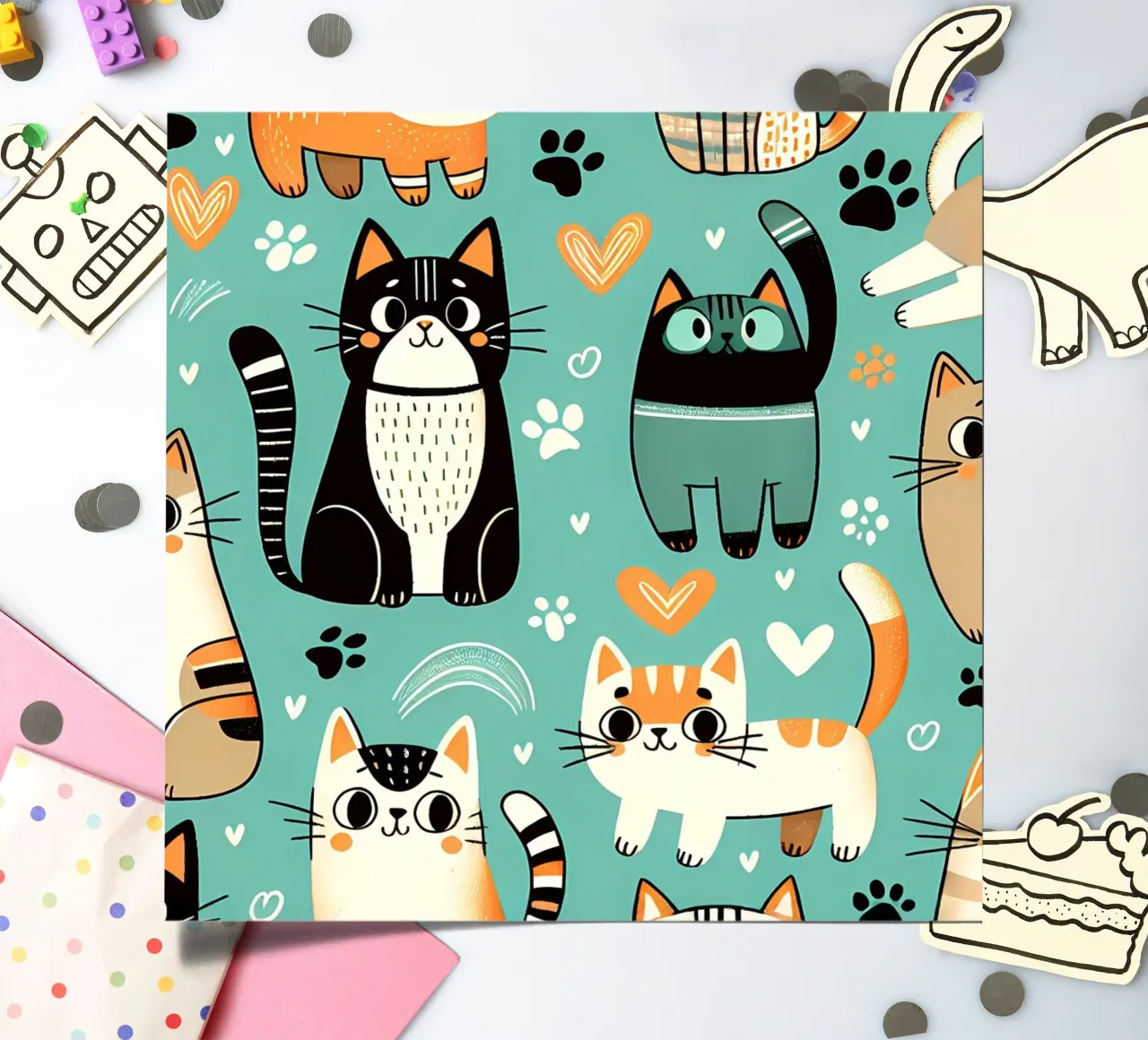 Cat Doodle Pattern stickervel van Happy Littles