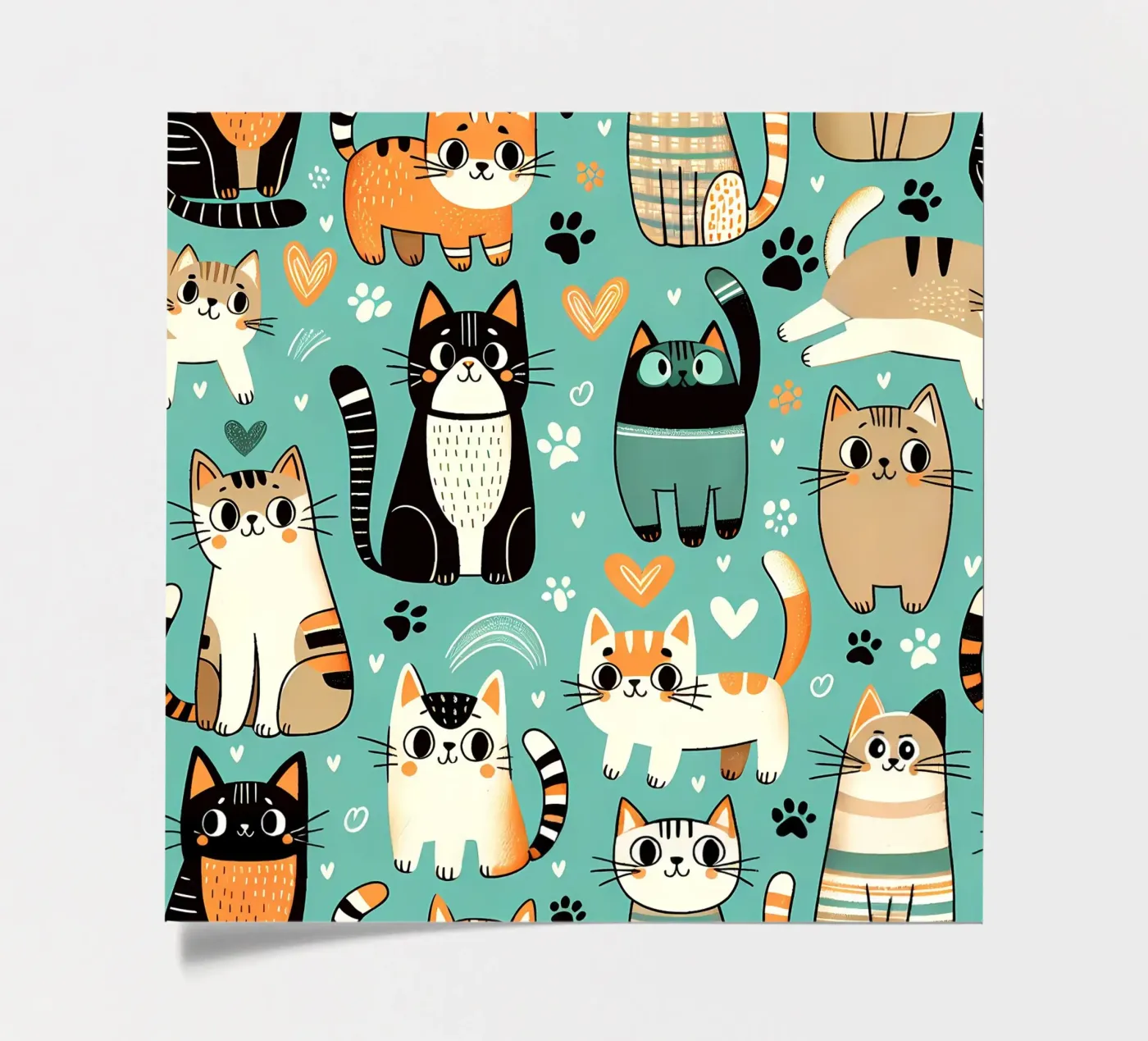 Motif de gribouillis de chat planche autocollant de Happy Littles