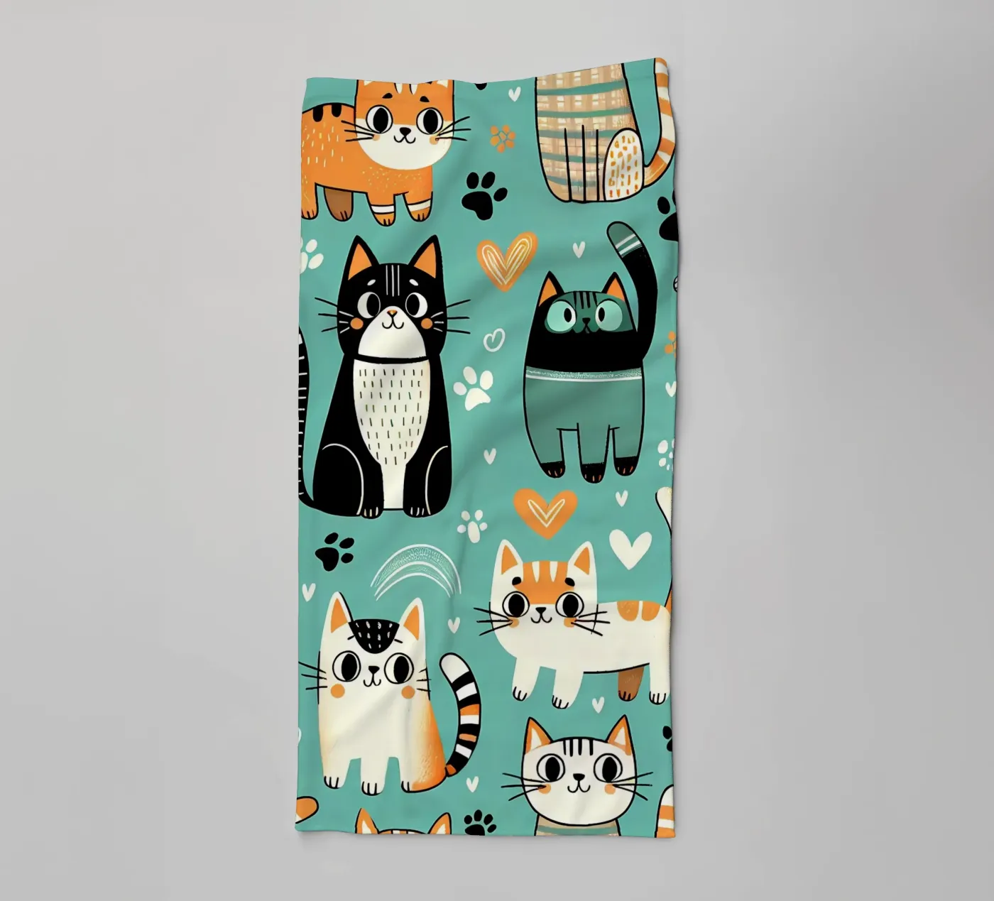 Katze Doodle-Muster Handtuch von Happy Littles