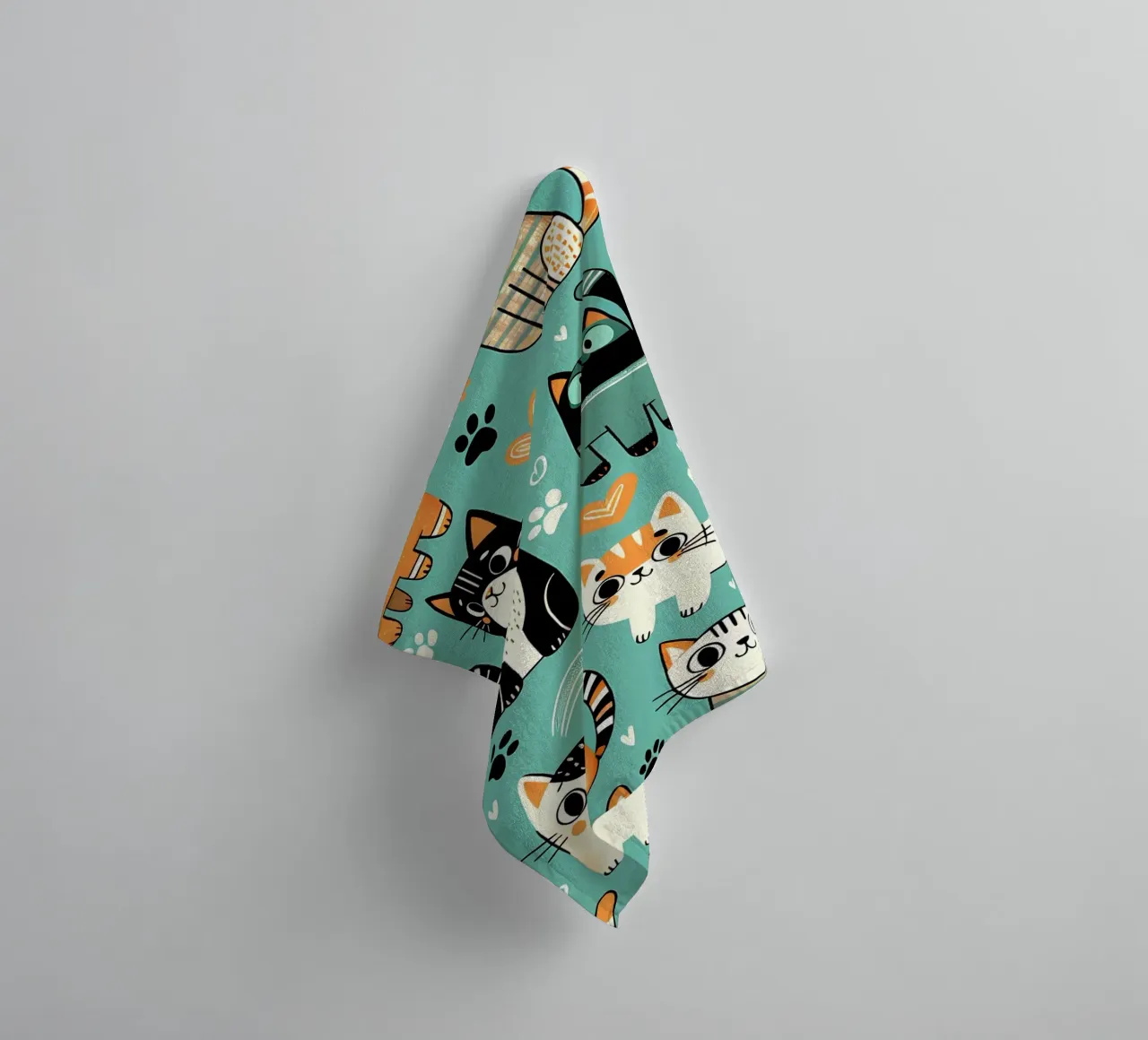 Cat Doodle Pattern towel by Happy Littles