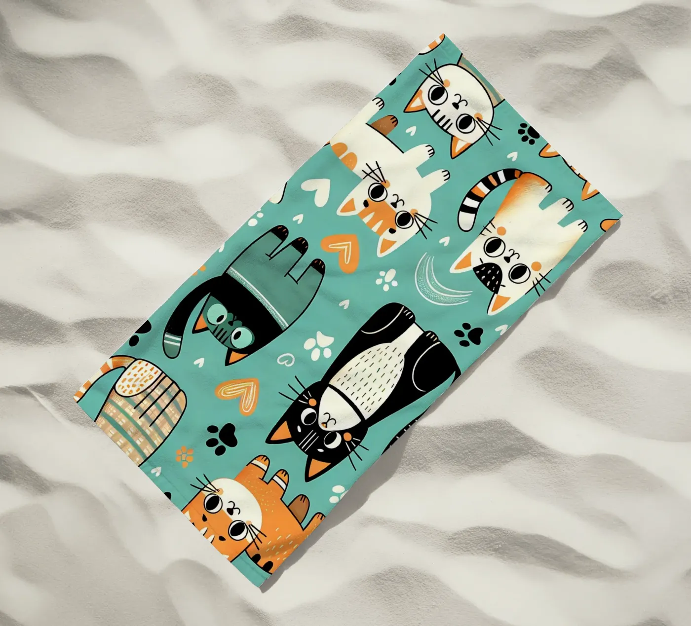Cat Doodle Pattern strandhanddoek van Happy Littles