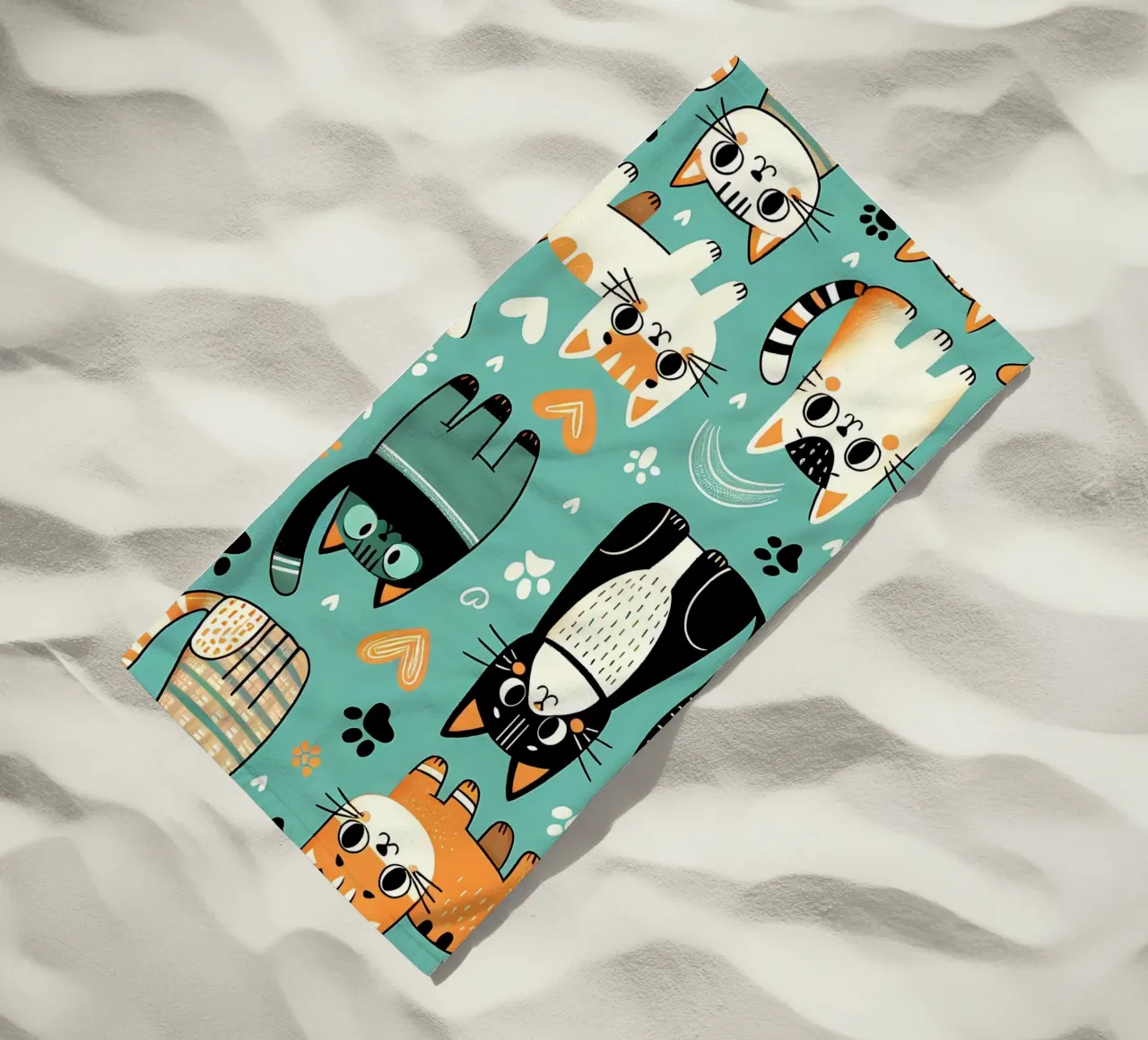 Cat Doodle Pattern strandhanddoek van Happy Littles