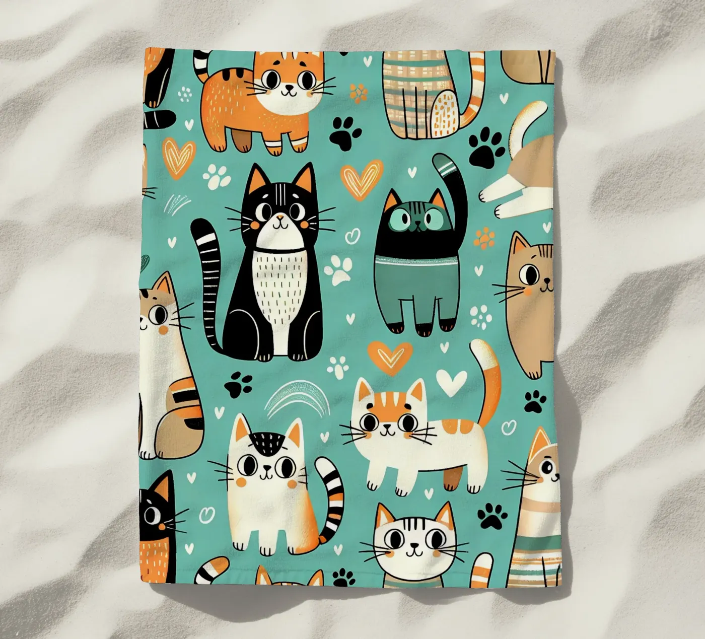 Cat Doodle Pattern strandhanddoek van Happy Littles