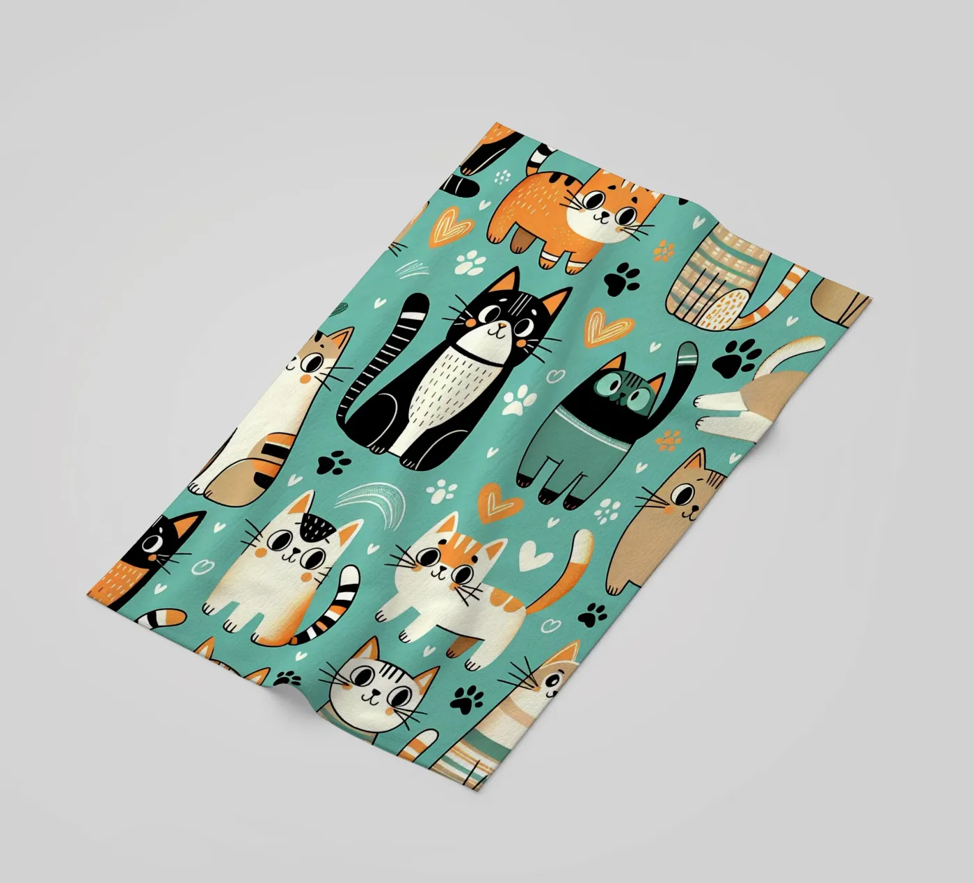 Cat Doodle Pattern strandhanddoek van Happy Littles
