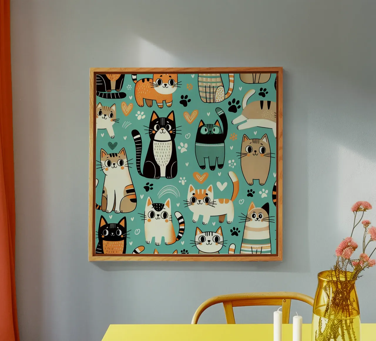 Cat Doodle Pattern acryl van Happy Littles