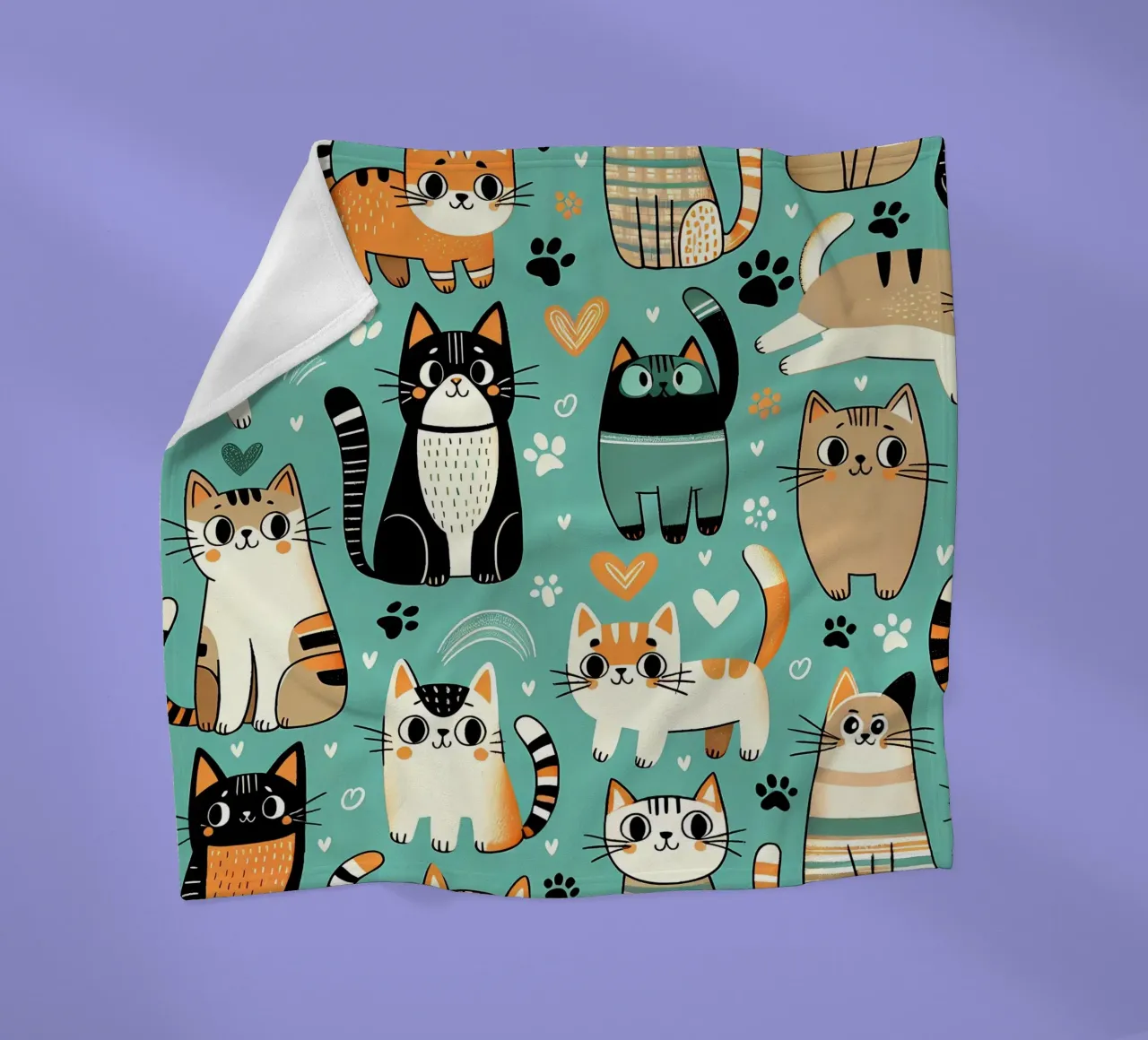 Cat Doodle Pattern fleecedeken van Happy Littles