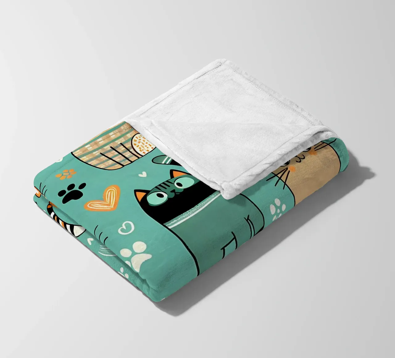 Cat Doodle Pattern fleece blanket by Happy Littles