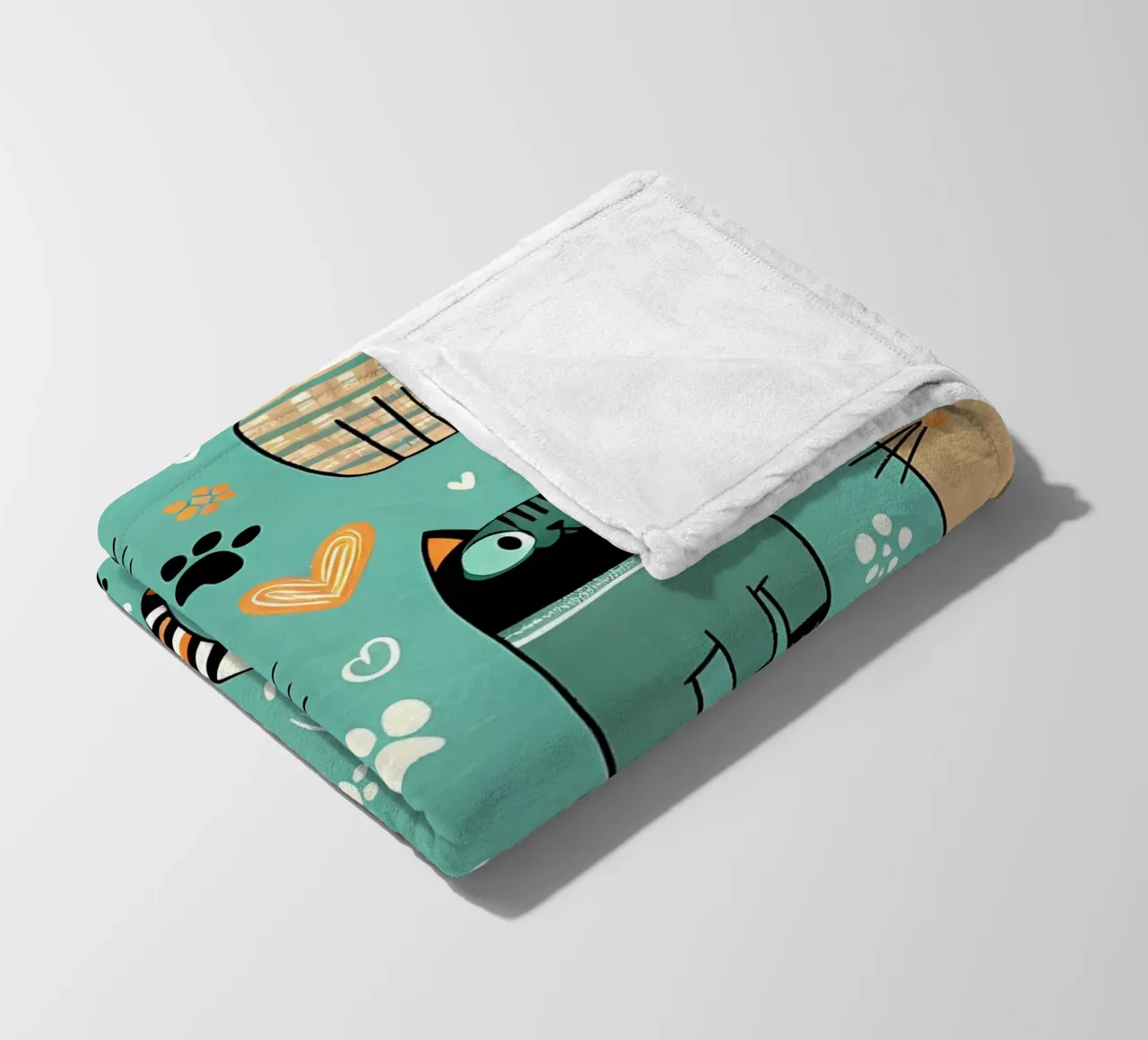 Cat Doodle Pattern fleece blanket by Happy Littles