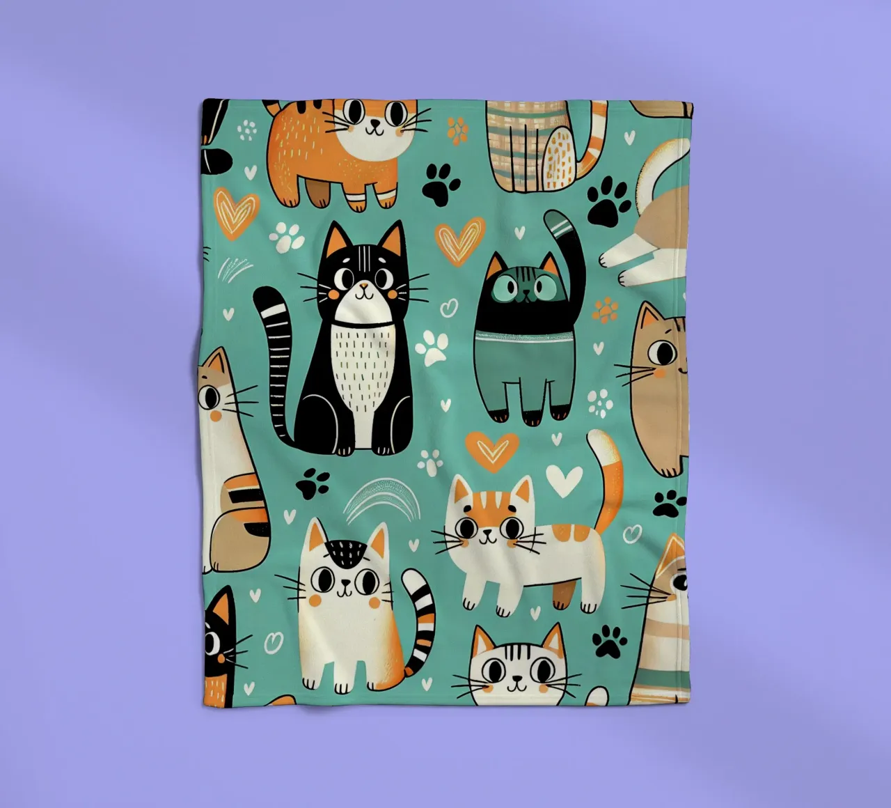 Cat Doodle Pattern fleecedeken van Happy Littles