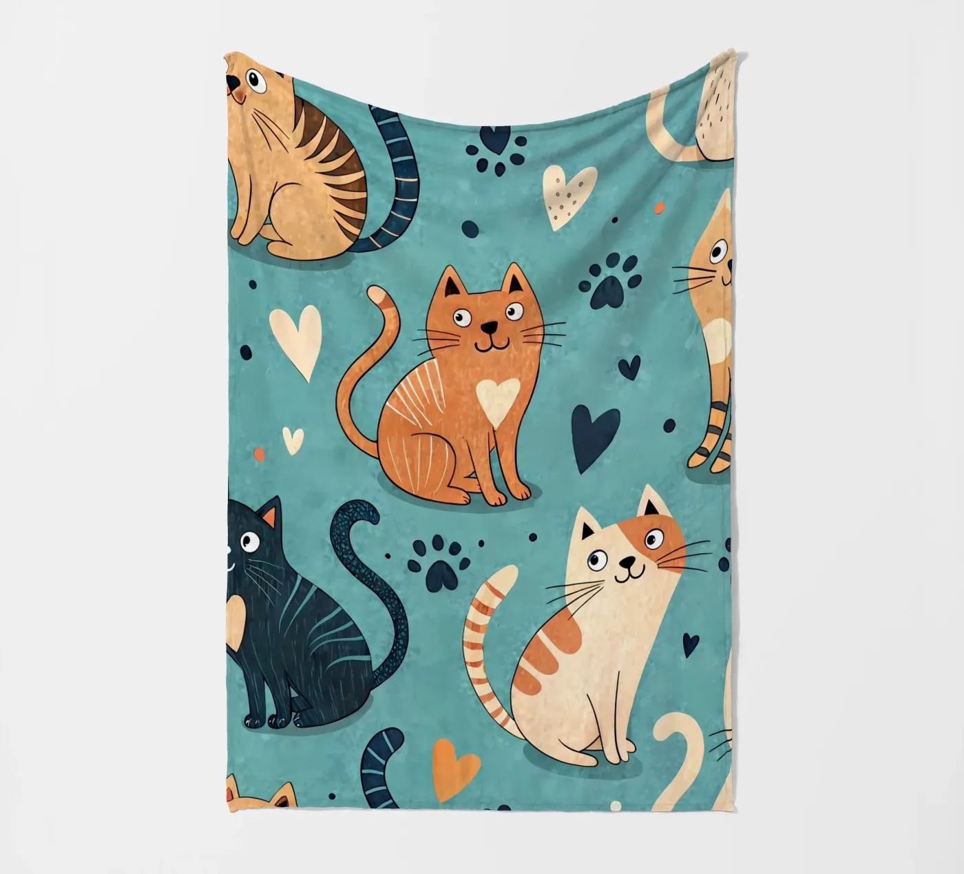Cat Doodle Pattern fleece blanket by Happy Littles