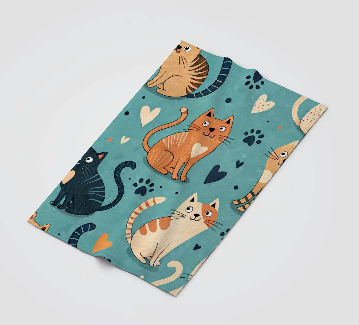 Cat Doodle Pattern fleece blanket by Happy Littles