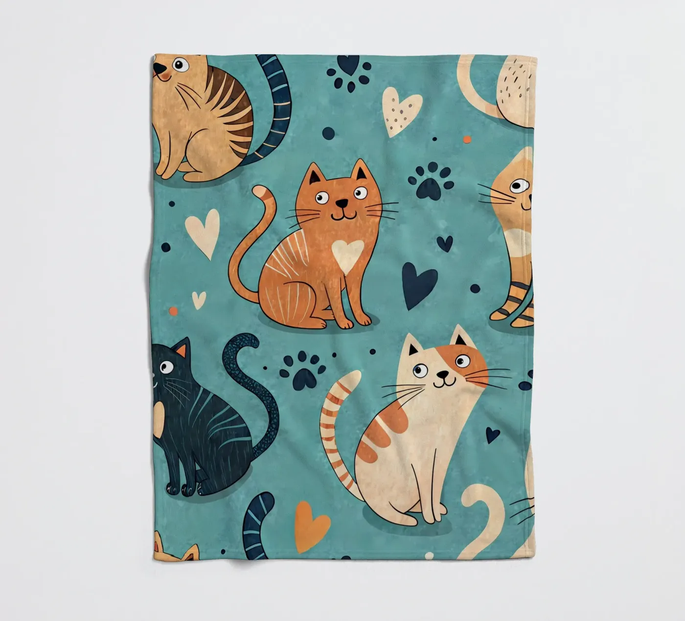 Cat Doodle Pattern fleece blanket by Happy Littles