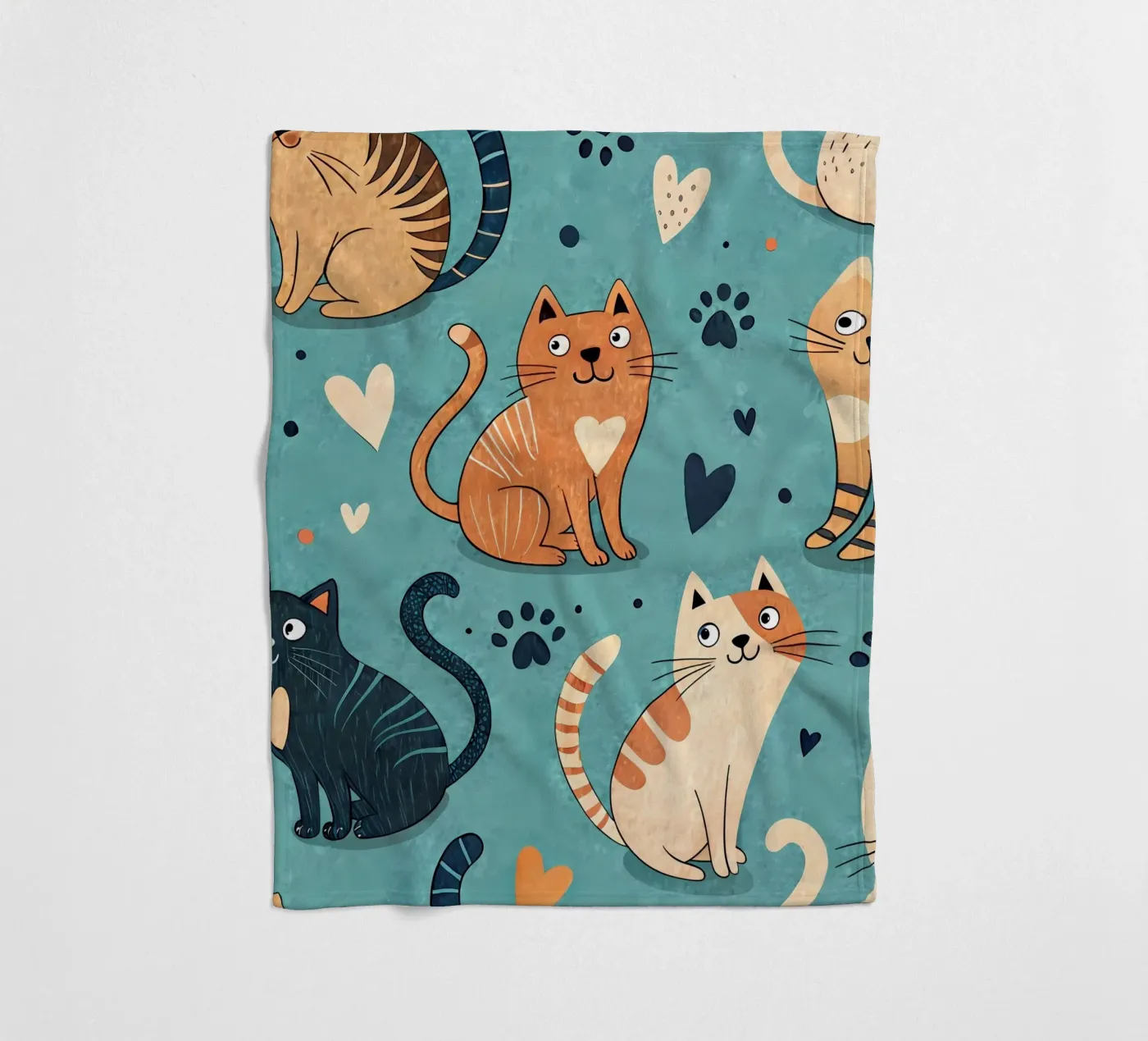 Cat Doodle Pattern fleece blanket by Happy Littles