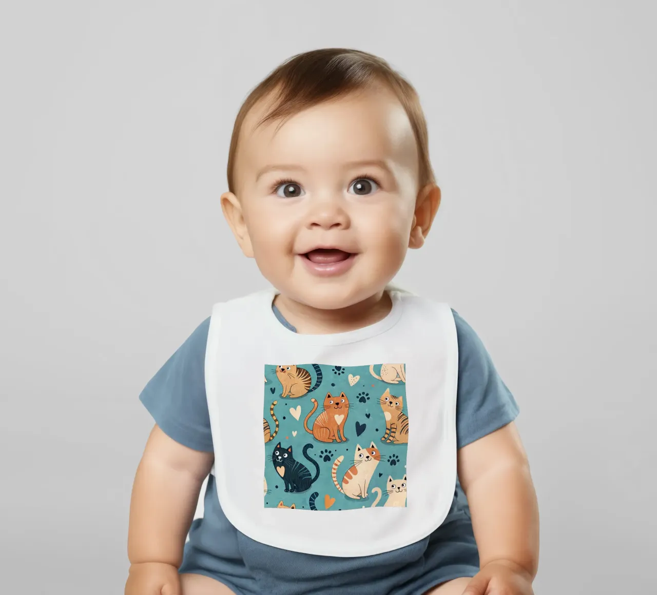 Cat Doodle Pattern baby bib by Happy Littles