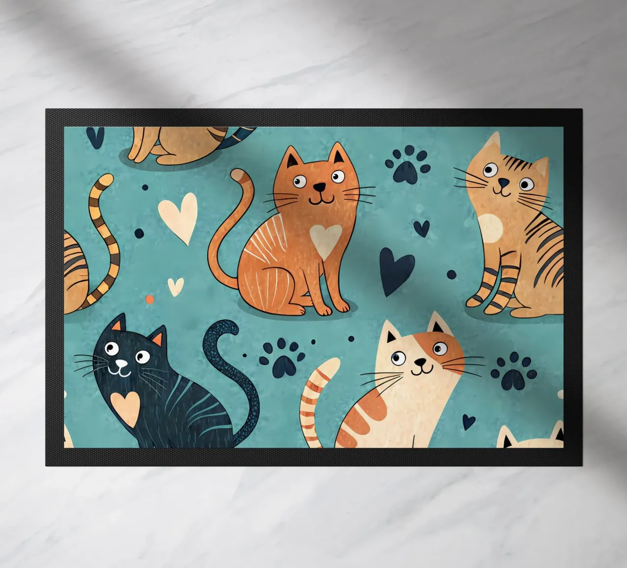 Cat Doodle Pattern deurmat van Happy Littles