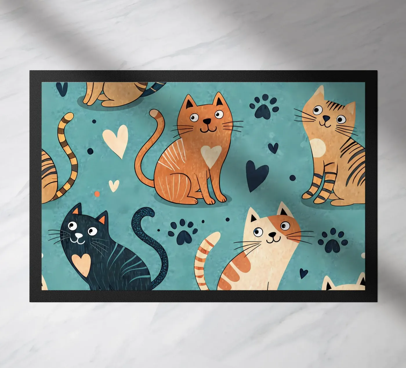 Cat Doodle Pattern doormat by Happy Littles