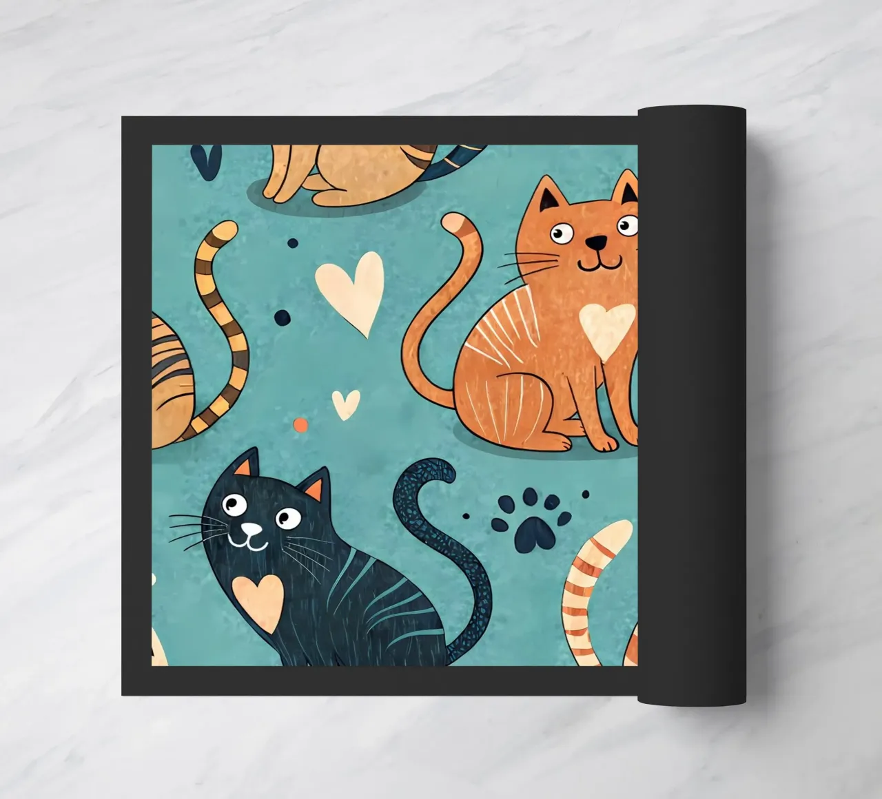 Cat Doodle Pattern deurmat van Happy Littles