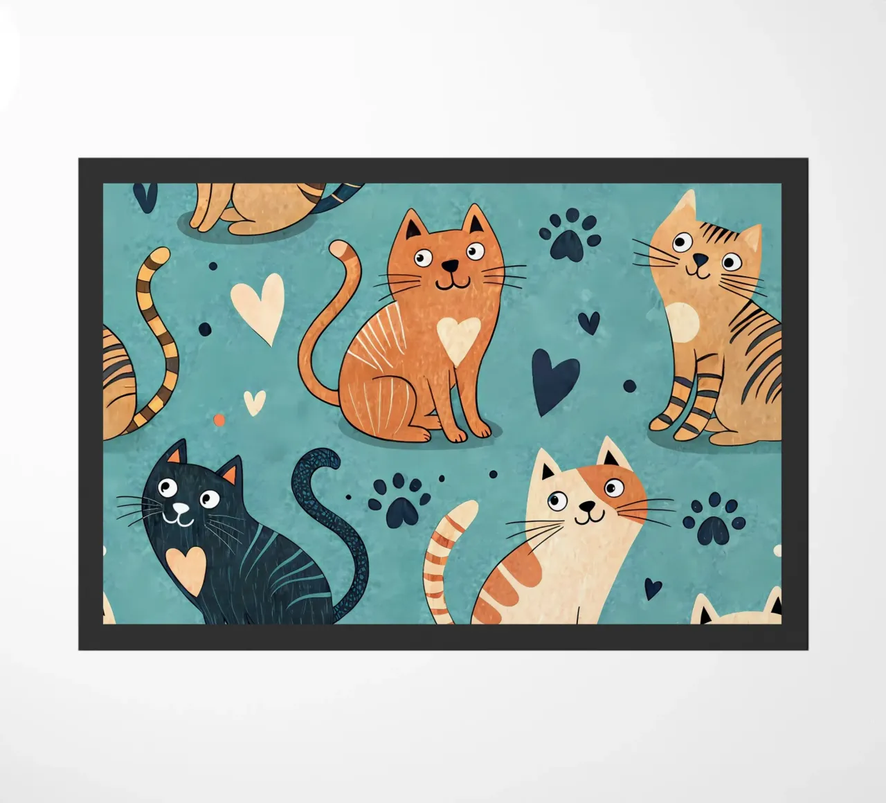 Cat Doodle Pattern deurmat van Happy Littles
