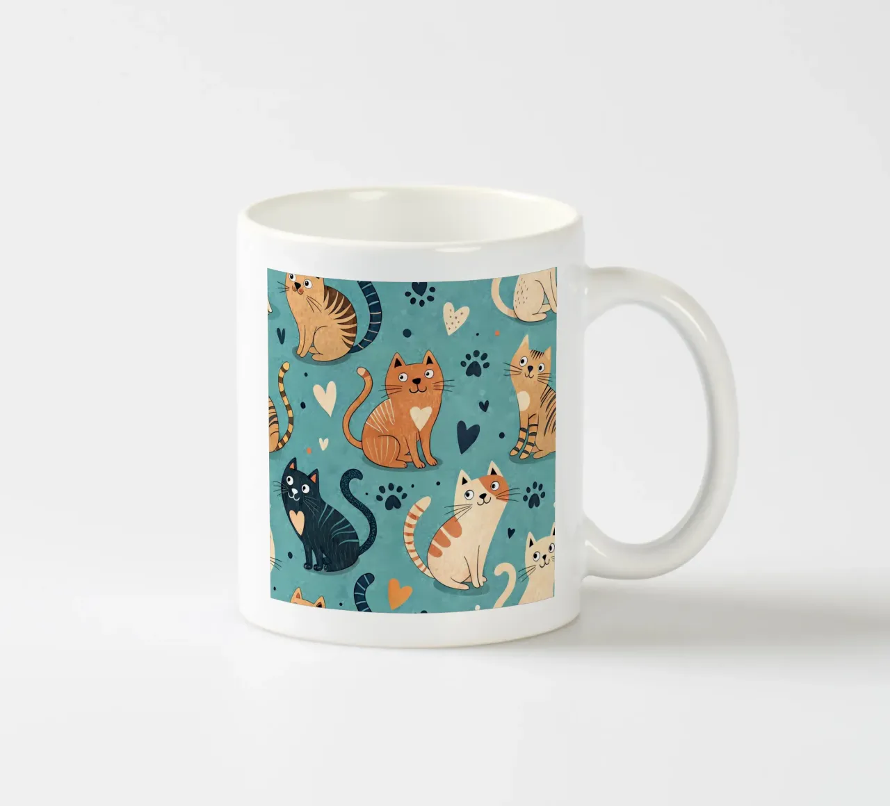 Schema di scarabocchio di gatto tazza in ceramica da Happy Littles