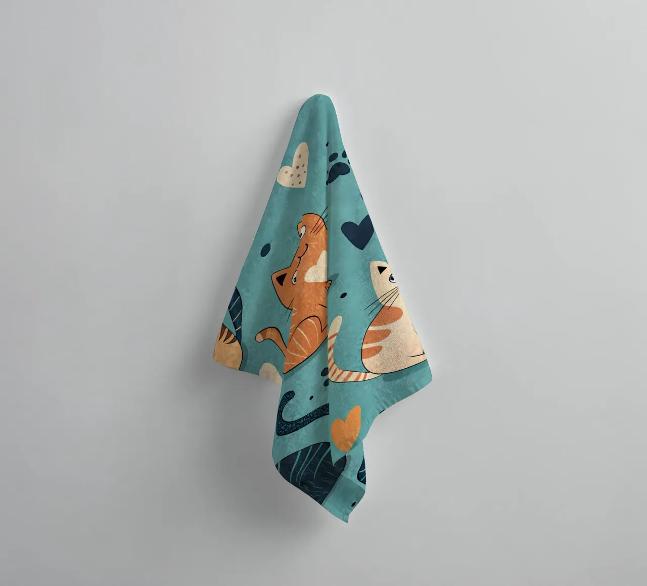 Cat Doodle Pattern towel by Happy Littles